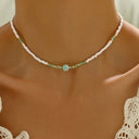 Seed Bead Choker Necklace, Hand Woven Boho Choker, Black, Blue or Green