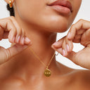 Hannah Dainty Gold Disc Medallion Necklace, view 4