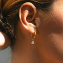 Sophia Birthstone Charm Huggie Hoop Earrings