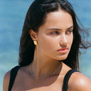 Dahlia Double Layered Enamel & Beaded Choker Necklace, view 4