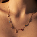 Louisa Colourful Flower Charm Zircon Necklace, view 6