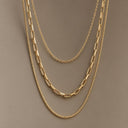 Cassandra Triple Layered Chain Necklace, view 10