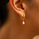 Orla Opal Teardrop Huggie Hoop Earrings, view 6