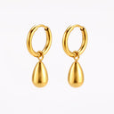 Madison Smooth Sculptural Drop Hoop Earrings, view 3