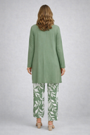 Adah green three piece set with longline cardigan and printed trousers, view 2