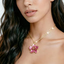 Flower Pendant Necklace for Women, Elegant Floral Necklace, White, Gold, Pink or Blue
