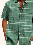 Esperance Men's Stripe and Check Pattern Shirt, view 5