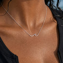 Wave Pendant Necklace, 304 Stainless Steel, Waterproof, 18K Gold Plated or Silver
