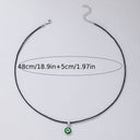 Evil Eye Cord Necklace for Women, Minimalist Black Cord Choker, White or Blue Eye