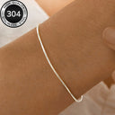 Bead Bangle Bracelet for Women, 304 Stainless Steel, Gold or Silver