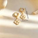 Heart Earrings for Women, Stainless Steel Heart Petal Earrings, Black or White
