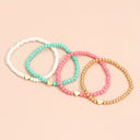 Heart Bead Bracelet Set of 4, Boho Glass Bead Bracelets, Pink or Light