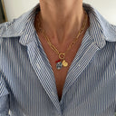 Seashell and Tulip Pendant Necklace, Gold Stainless Steel Necklace for Women