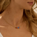 Custom Name Necklace, Colourful Bubble Letters on Gold Snake Chain, Stainless Steel