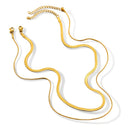 Snake Chain Necklace Set of 2, Stainless Steel Layered Necklaces, Gold or Silver