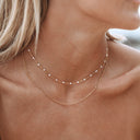 Dahlia Double Layered Enamel & Beaded Choker Necklace, view 15