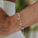 Celestine Layered Herringbone and Pearl Bracelet, view 4