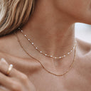 Dahlia Double Layered Enamel & Beaded Choker Necklace, view 8