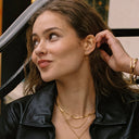 Gabriela Gold Zircon Pendant Hoop Earrings, view 6