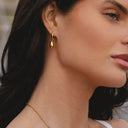 Madison Smooth Sculptural Drop Hoop Earrings, view 6