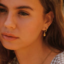 Madison Smooth Sculptural Drop Hoop Earrings, view 5