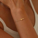 Sideways Cross Bracelet for Women, Adjustable Boho Chain Bracelet