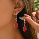 Teardrop Earrings for Women, Enamel Drop Earrings, Red, Black, Blue or White
