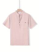 Coolangatta Men's High Collar V-Cut Short Sleeve Shirt, view 20