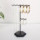 Jewellery Stand with Marble Base, Wave Top Necklace and Bracelet Holder, White, Gold or Black