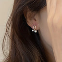 Cross Stud Earrings for Women, Small Faux Pearl Cross, 14K Gold Plated