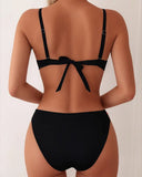 Alina backless bikini set in black or blue, view 2