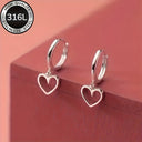 Huggie Earrings with Heart Drop, Gold or Silver Heart Earrings, Waterproof 316L Stainless Steel | Marliva