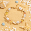 Starfish Bead Bracelet, Colourful Pebble Bead Beach Bracelet