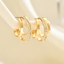 Minimalist Gold Stud Earrings for Women, Small Glass Stone Studs