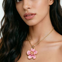 Flower Pendant Necklace for Women, Elegant Floral Necklace, White, Gold, Pink or Blue