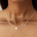 Couple Name Necklace, Two Custom Names with Heart Charm, 18K Gold Plated Stainless Steel