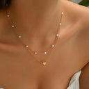 Heart Bead Layered Necklace, Gold Multi Layer Necklace for Women