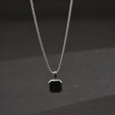 Ivor Men's Black Square Pendant Necklace, view 3