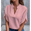 Halle short sleeve batwing blouse with deep V-neckline, view 6