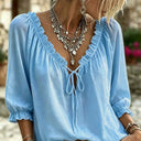 Amalia Ruffle Tie-Neck Blouse Effortless Summer Elegance