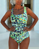Honor printed one piece swimsuit with strap detail, view 9