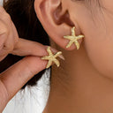 Starfish Stud Earrings for Women, Gold Beach Earrings