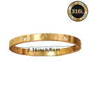 Gold Bangle Bracelet for Women, 316L Stainless Steel, Waterproof, Hypoallergenic