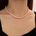 Bead Ball Necklace for Women, White, Yellow, Black or Pink