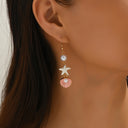 Starfish and Shell Earrings, Boho Beach Earrings, Multicolour, Pink or Blue
