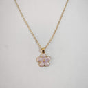 Flower Pendant Necklace for Women, Gold Tone with Enamel Petals