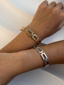 Square Bangle Bracelet for Women, Open Geometric Bangle, Gold or Silver