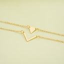Triangle Layered Necklace Set of 2, Gold V Pendant Necklaces for Women