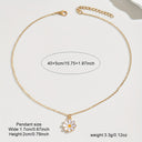 Daisy and Music Note Necklace, Gold Tone Enamel Charm Necklace for Women