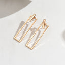 Front Back Earrings for Women, Rectangle Bar Earrings, Gold, Silver or Black